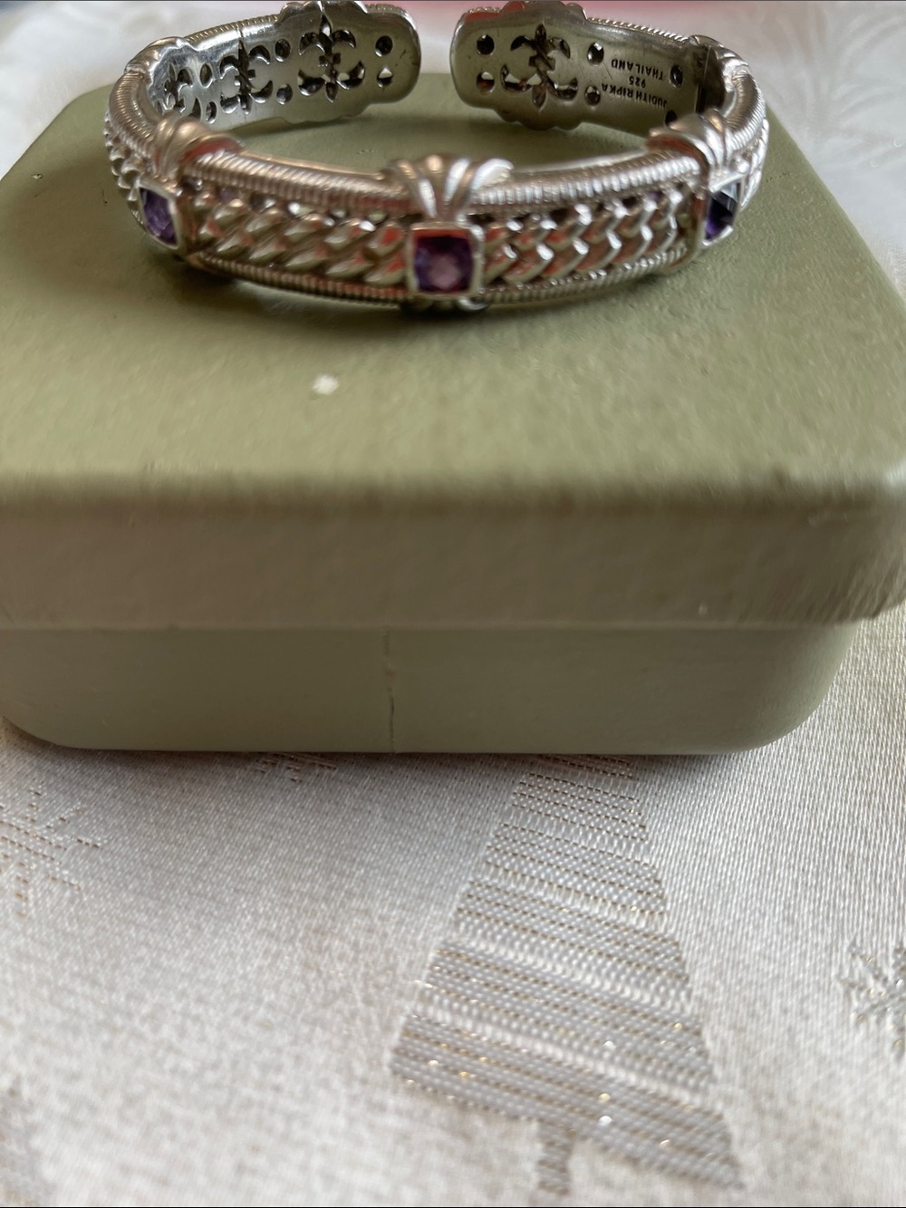 Judith Ripka Silver Cuff Bracelet with Purple Amethyst Accents 925